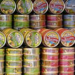 canned goods, cans, nature, canned food, finished products, meal, tin can, fish, can, shelf, food, supermarket, sardines, potted, rifle, packaging